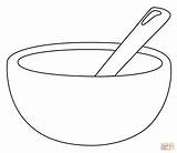 Bowl With Spoon Coloring Page sketch template