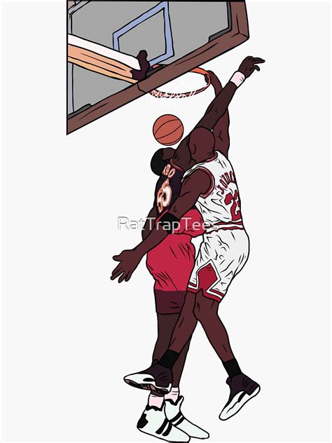 "Michael Jordan Dunks on Dikembe Mutombo" Sticker for Sale by RatTrapTees | Redbubble