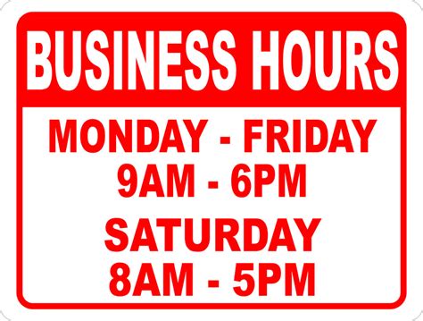 Custom Business Hours Sign – Signs by SalaGraphics