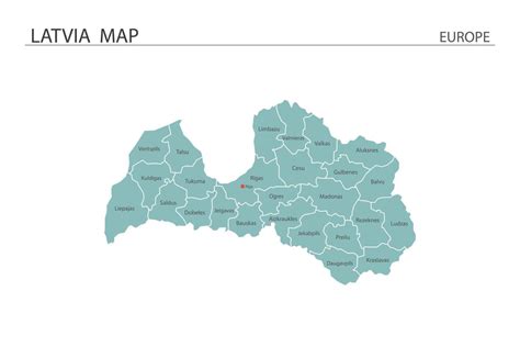 Latvia map vector on white background. Map have all province and mark ...