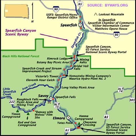 South Dakota Scenic Drives Map - The Ozarks Map