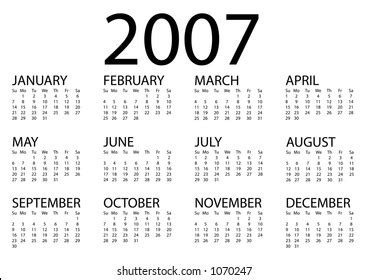 2020 Simple Calendar Starts Sunday Black Stock Vector (Royalty Free) 1484126186 | Shutterstock