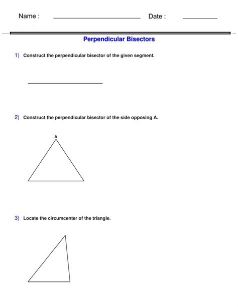 Construct the perpendicular bisector - Perpendicular Bisector Worksheets | Made By Teachers