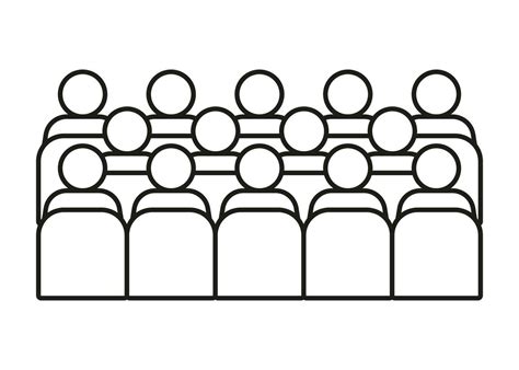 Audience, auditorium with sit people spectator back, line icon ...