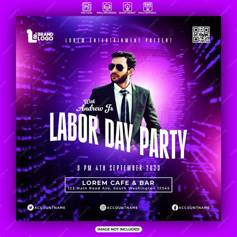 Premium PSD | Labor day party poster or social media instagram post template