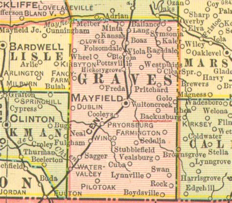 Graves County, Kentucky 1905 Map Mayfield | Kentucky, Mayfield kentucky ...