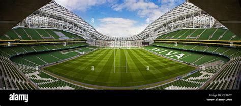 Ireland, Dublin, Lansdowne Road Football stadium, interior panoramic view looking from the south ...