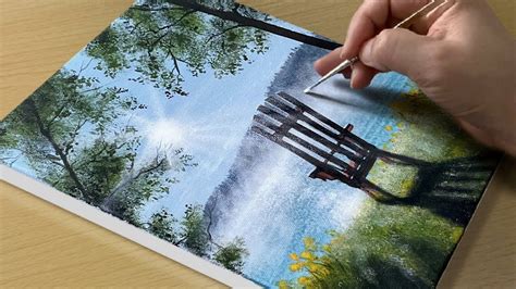 Morning Lake Painting / Acrylic Painting for Beginners / STEP by STEP - YouTube | 초보자 그림, 아크릴 ...