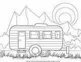 Rv/camper Digital Printable Coloring Page  Vacation Family Summer sketch template
