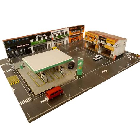 Gas/Petrol Stations | 1:64 Diorama Buildings for Hot Wheels
