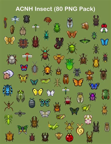 Animal Crossing Bug Insect PNG JPG Clipart Icon Items - Etsy