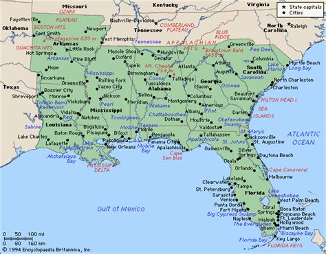 Deep South Map Region Area