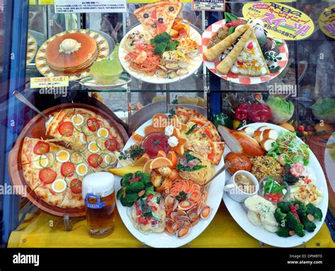 Fake food in a restaurant window in Japan - Takeshita-dori, Tokyo Stock Photo: 65711632 - Alamy