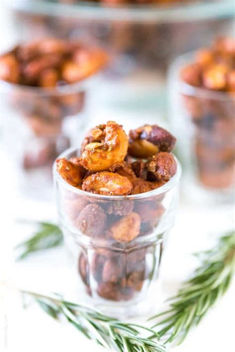 Sweet & Spicy Rosemary Roasted Mixed Nuts - Tastes Lovely