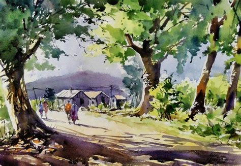 Nature sketch in watercolor के लिए इमेज परिणाम | Watercolor landscape paintings, Nature ...