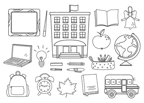 Premium Vector | Back to school black and white icons set Vector educational clipart collection ...