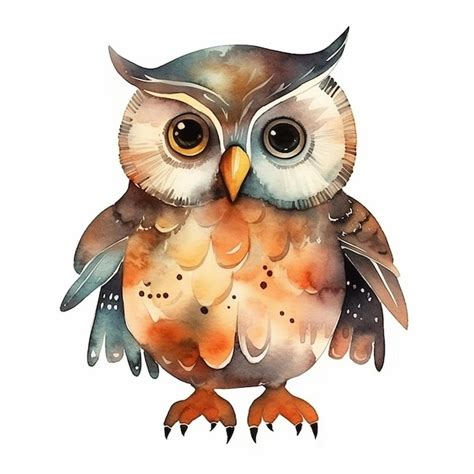 Premium AI Image | A watercolor owl with yellow eyes.