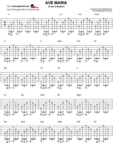 Ave Maria by Schubert: guitar chords tablature 1 | Guitar tabs, Guitar sheet music, Guitar chords