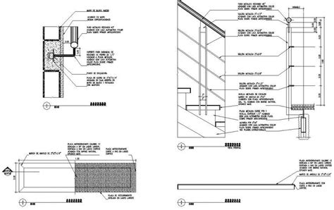 Detail of handrail of staircase in dwg file. - Cadbull