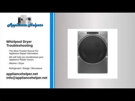 Whirlpool Dryer Troubleshooting - YouTube