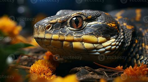 Close-up photo of a Anaconda looking in their habitat. Generative AI ...