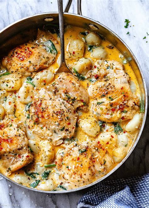 Creamy Garlic Spinach Chicken Thighs Recipe with Gnocchi – Chicken and Gnocchi Recipe — Eatwell101