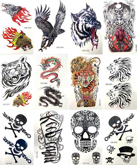 Amazon.com: 12 sheets temporary tattoo stickers rub on tattoos for adults: Clothing