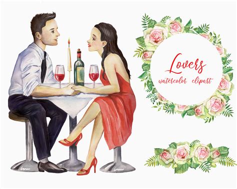 Lovers watercolor clipart, couple in love, love, romance By Evgeniia ...