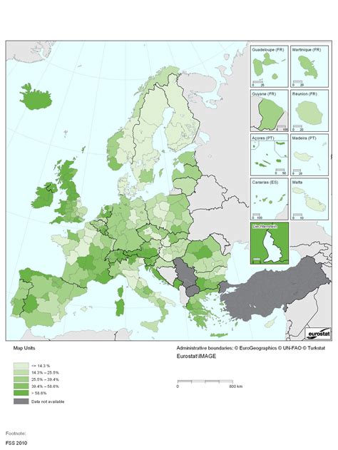 Share of permanent grassland (2010) : europe