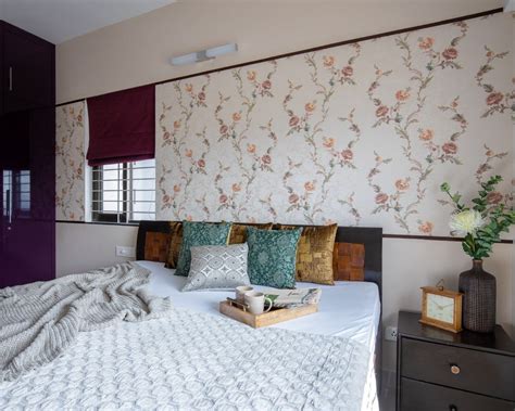 Light-Coloured Floral Wallpaper Design For Bedrooms | Livspace