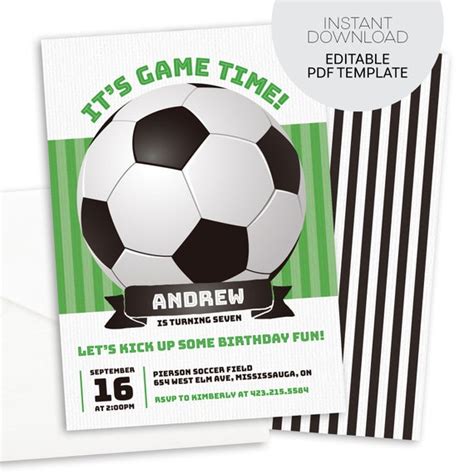 Soccer Invitation Printable Instant Download File / Soccer Birthday ...