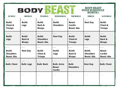 Body Beast Bulk Printable Workout Sheets | EOUA Blog