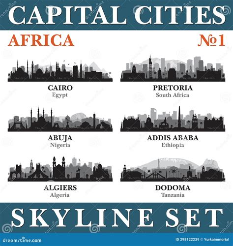 Capital Cities Skyline Set. Africa. Part 1 Stock Vector - Illustration ...