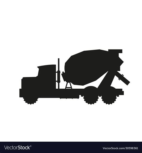 Black silhouette concrete mixer truck Royalty Free Vector