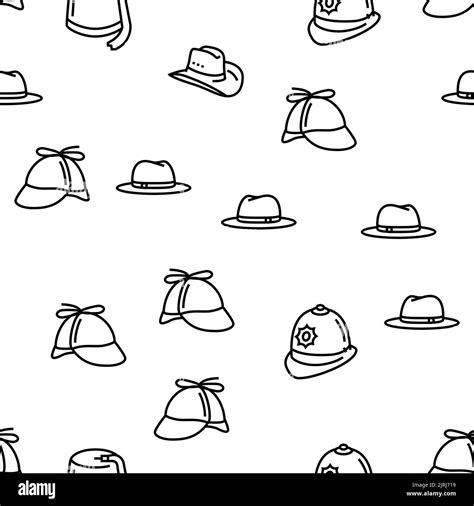 hat cap head man safety fashion vector seamless pattern Stock Vector ...