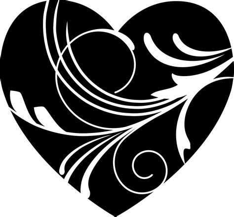 Valentines-Day-Black-and-White-Heart.png (3300×3058) | Black and white ...