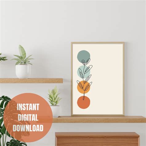 Minimalistic Modern Orange Color Scheme With Line Art Digital - Etsy