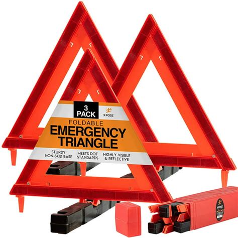 Xpose Safety Reflective Emergency Triangles 3 Pack - Roadside Car Safety and Warning Tool - DOT ...