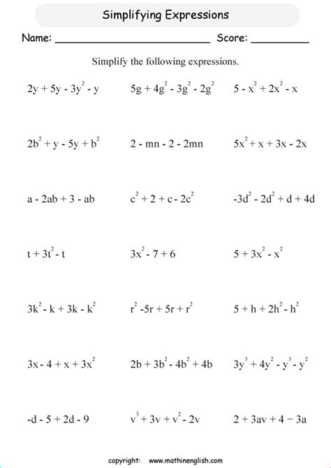 Algebra Worksheets Grade 6 : 6th Grade Algebra Worksheets With Answer ...