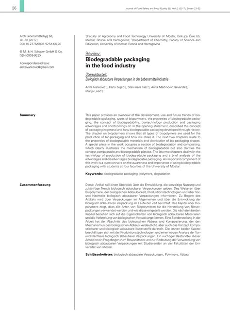 (PDF) BIODEGRADABLE PACKAGING IN THE FOOD INDUSTRY