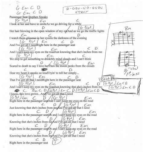 Passenger Seat (Stephen Speaks) Guitar Chord Chart | Guitar chord chart, Guitar chords, Guitar ...