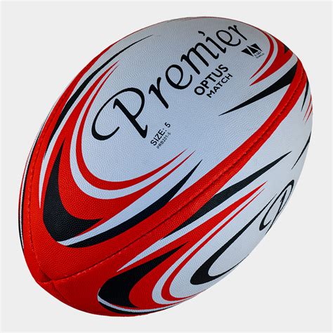 PREMIER OPTUS MATCH RUGBY BALL (SIZE 5) RED/ WHITE - Tryandscore Sports ...