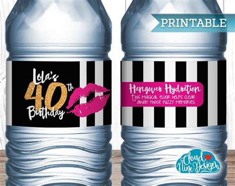 Birthday Water Bottle Labels Personalized Printable Her - Etsy