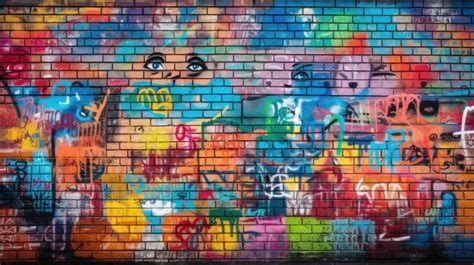 Premium AI Image | colorful graffiti brick wall