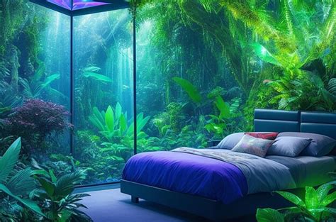 Premium Photo | Holographic Rainforest Haven Futuristic Bedroom with AI ...