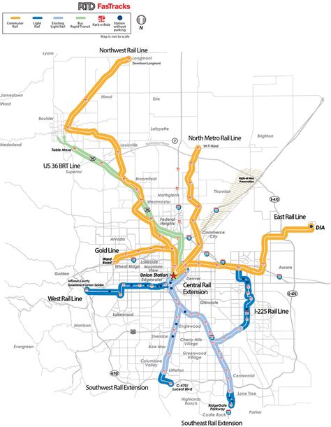 RTD FasTracks Map | Existing and Future Lines | Airport map, Denver ...