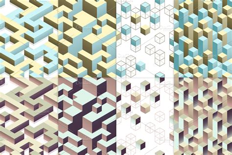 8 isometric seamless patterns | Custom-Designed Graphic Patterns ~ Creative Market