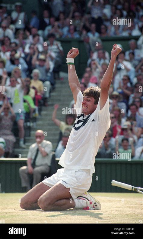 Wimbledon mens final 1991 Michael Stich celebrates his victory Stock ...