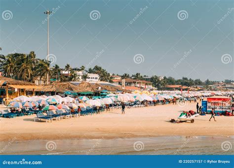 Mapusa, Anjuna, Goa, India. People Visit and Relax on Baga Beach at ...