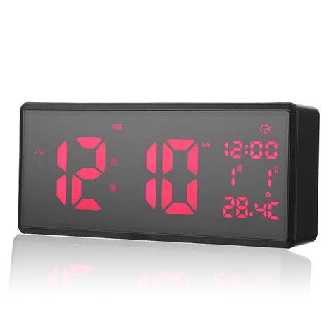 Large digital clock with indoor temperature led wall clock calendar ...